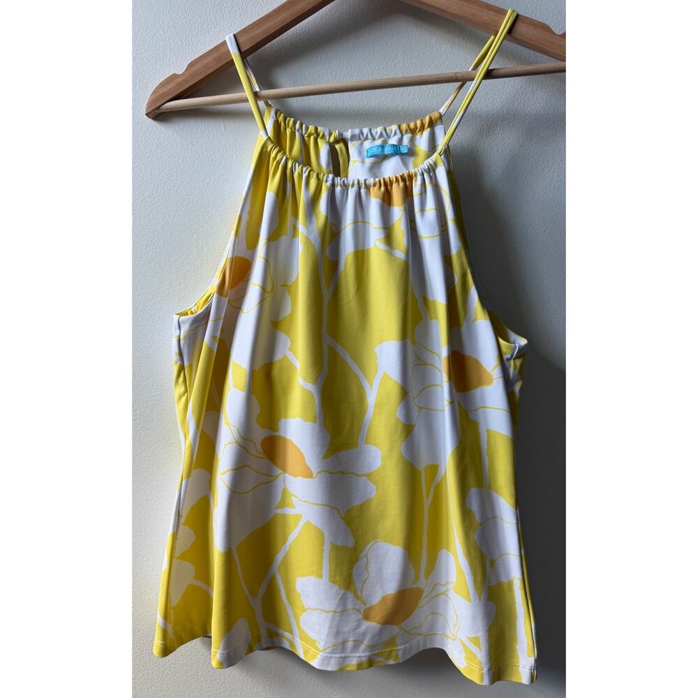 J. McLaughlin yellow floral tank top women's size M